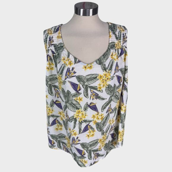 Falls Creek Womens Plus Size 2X Rayon Polyester Tropical Print Sleeveless - Picture 1 of 8